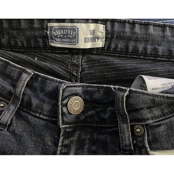 Levi's Signature Skinny Jeans Stretch Low Rise Size 4 Medium Women Dark Wash - Picture 10 of 11